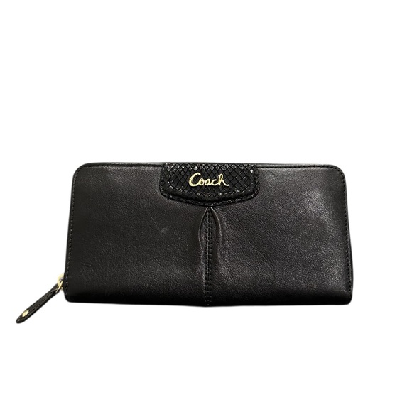 Coach Handbags - Coach Black Accordion Wallet With Gold Tone Coach Symbol